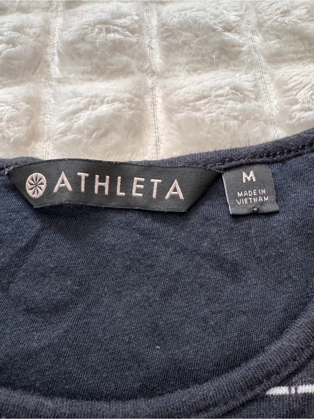 Athleta Medium Black Stripe Sleeveless Fitted Midi Dress ~ Modal Blend - Picture 5 of 6